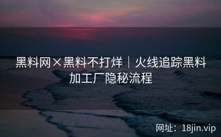 黑料网×黑料不打烊｜火线追踪黑料加工厂隐秘流程